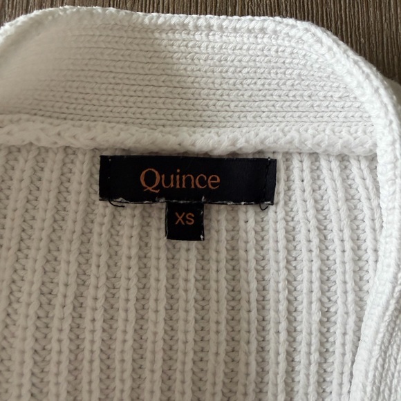 Quince 100% Organic Cotton Fisherman Boxy Cropped Cardigan - Ivory/White XS - Picture 3 of 6